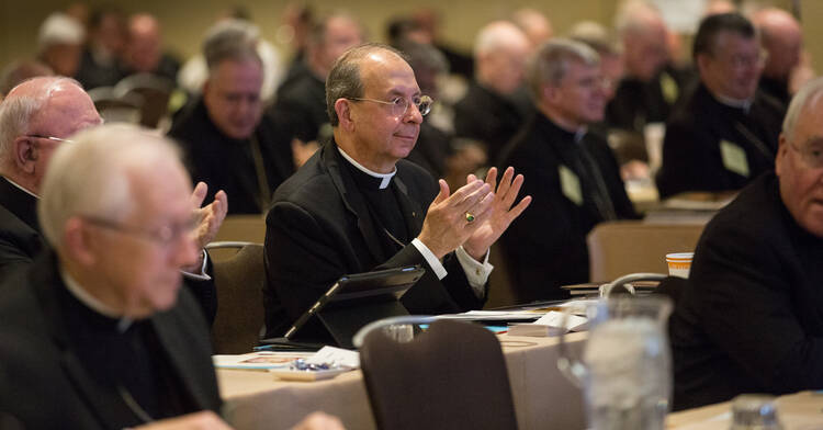 Baltimore Archbishop William E. Lori attends a morning session June 10 during the annual spring general assembly of the U.S. Conference of Catholic Bishops in St. Louis. (CNS photo/Lisa Johnston, St. Louis Review) 