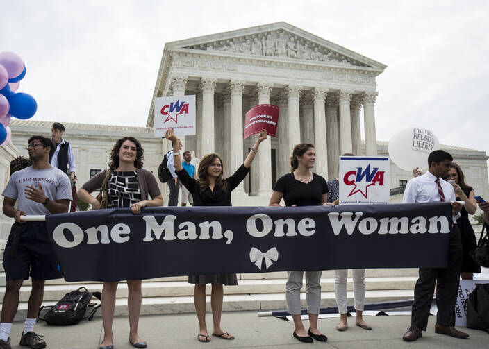 Supporters of traditional marriage rally in front of Supreme Court in Washington