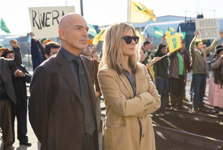 Billy Bob Thornton as Pat Candy and Sandra Bullock as Jane in “Our Brand Is Crisis.”