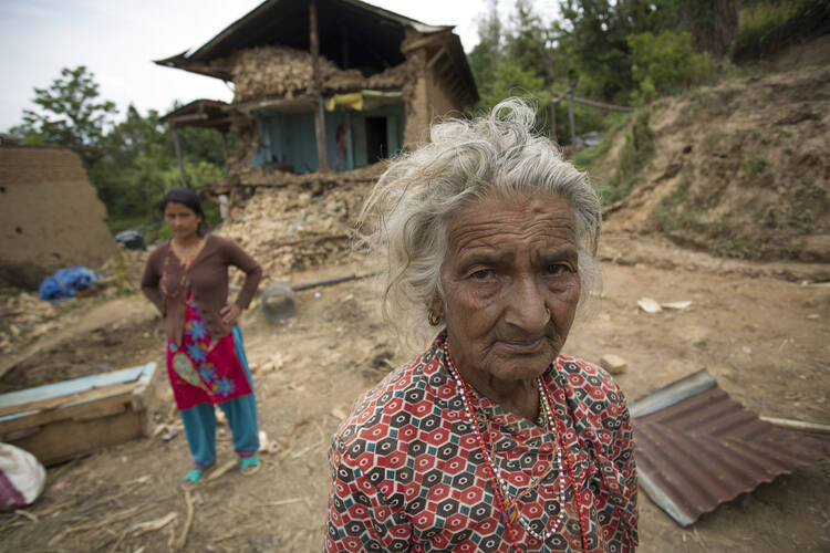 A 7.8 magnitude earthquake struck Nepal and India on April 25, 2015. CRS, Caritas and its local partners are responding with much needed relief in the affected areas. Photo by Jake Lyell for Catholic Relief Services