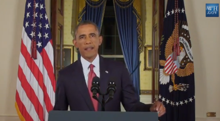 President Barack Obama prepares to address the nation on September 10 (White House photo).