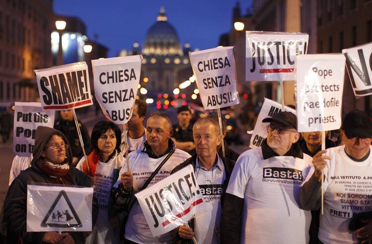 Survivors of abuse demonstrate in Rome in 2010.