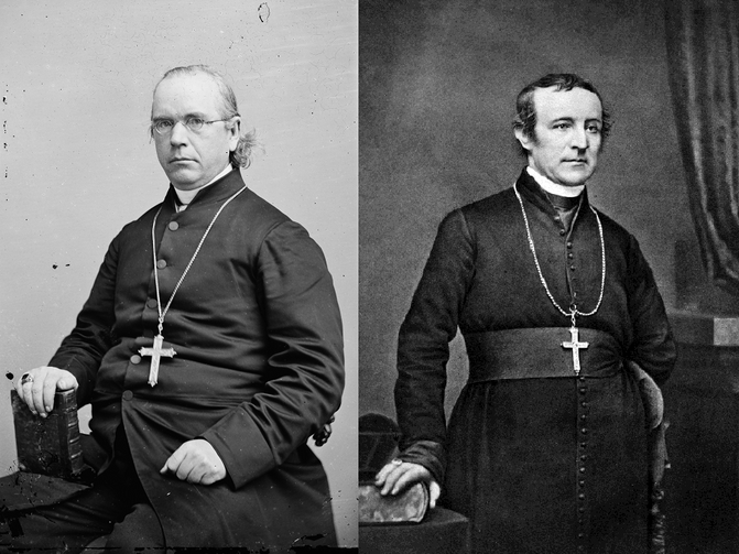 Two Dueling Civil War Bishops: Patrick Neeson Lynch, Bishop of Charleston (left) and "Dagger John" Hughes, Archbishop of New York (right)