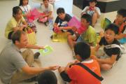 The author reviews vocabulary with students in Kinmen, Taiwan