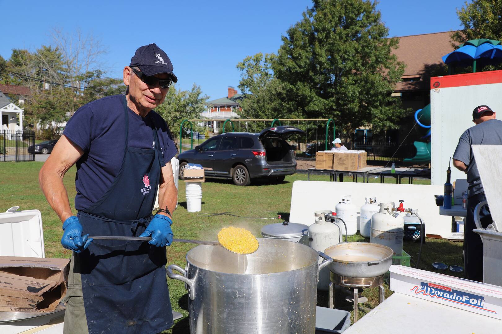 Mack Cuenca is part of a team of volunteers from St. Margaret Mary parish in Slidell, La,, preparing thousands of meals each day in Hendersonville, N.C.