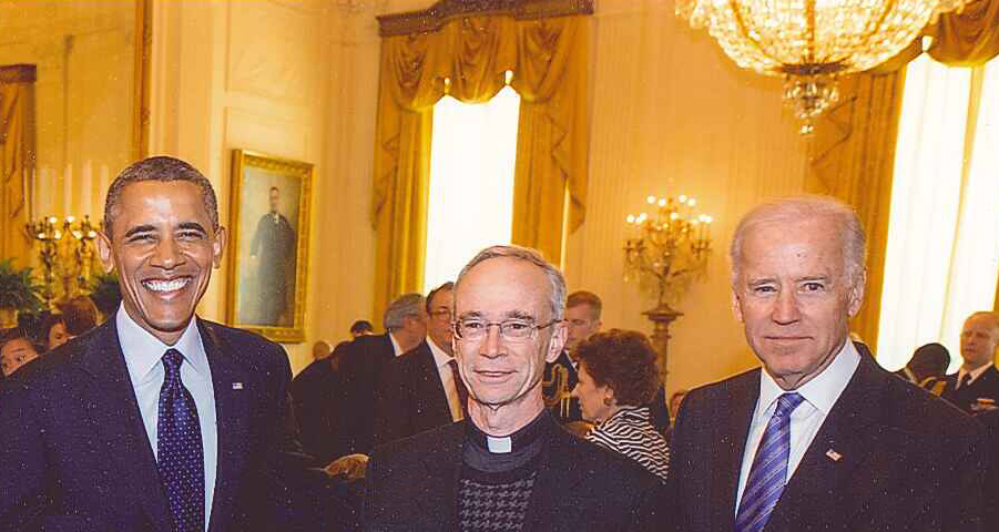 President Barack Obama, the Rev. Thomas Reese and Vice President Joe Biden at the 2013 White House Easter prayer breakfast. (White House photo)