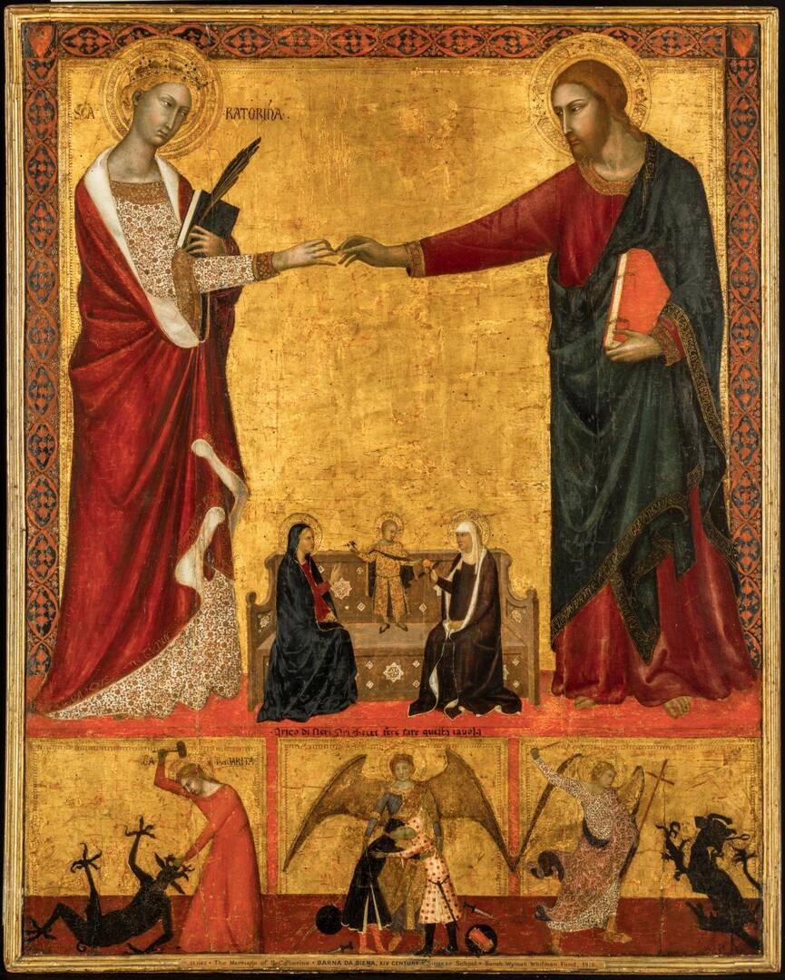 Barna da Siena, “The Mystic Marriage of Saint Catherine” (circa 1340) Credit Museum of Fine Arts, Boston, Sarah Wyman Whitman Fund