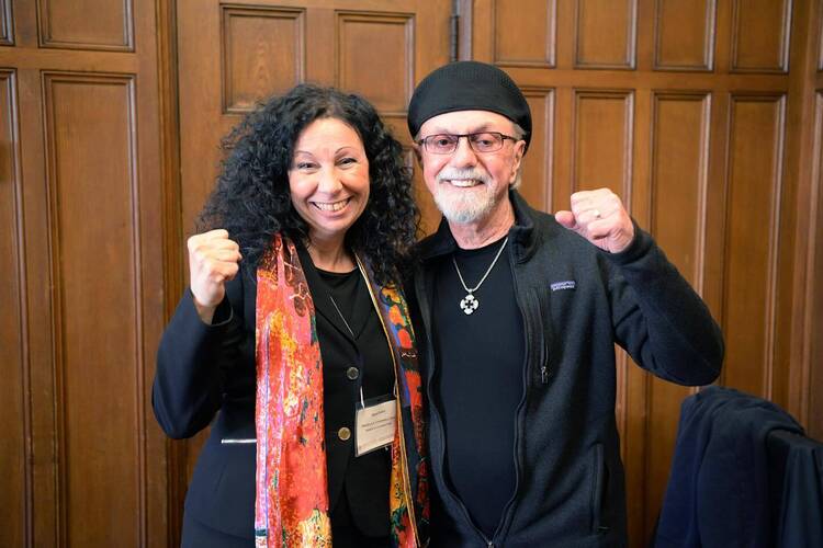 Angela Alaimo O’Donnell pictured with Dion DiMucci (photo courtesy of Fordham University)