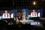 Pope Francis speaks during a meeting with families in the Mall of Asia Arena in Manila, Philippines, Jan. 16. (CNS photo/Paul Haring)