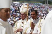 Pope Francis arrives to celebrate Mass in Los Samanes Park in Guayaquil, Ecuador, July 6. (CNS photo/Paul Haring)