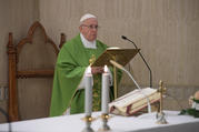 Pope Francis gives the homily as he celebrates morning Mass in the chapel of his residence, the Domus Sanctae Marthae, at the Vatican on Sept. 11. (CNS photo/Vatican Media) 