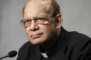  Cardinal Oswald Gracias of Mumbai, president of the India bishops' conference, attends a news conference to discuss the Synod of Bishops on young people, the faith and vocational discernment at the Vatican Oct. 9. (CNS photo/Paul Haring)