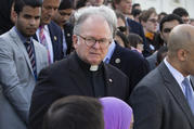 In this June 2016 photo, Patrick Conroy, S.J., chaplain of the House of Representatives, delivers an interfaith message on the steps of the Capitol in Washington for the victims of the mass shooting at an LGBT nightclub in Orlando. (AP Photo/J. Scott Applewhite)