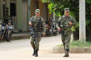 Soldiers patrol the city in November 8; 2012 in La Macarena; Colombia .