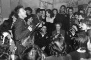 1944, Seeger opening the Washington labor canteen. Yes, that's Eleanor Roosevelt seated among the sailors.