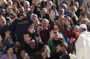 POPE STAR. Students from the Gaming, Austria, campus of Franciscan University of Steubenville, Ohio, show some love for Pope Francis in St. Peter's Square, March 5.