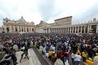 A large crowd is seen as Pope Francis leads the Angelus in St. Peter’s Square Oct. 22 at the Vatican.